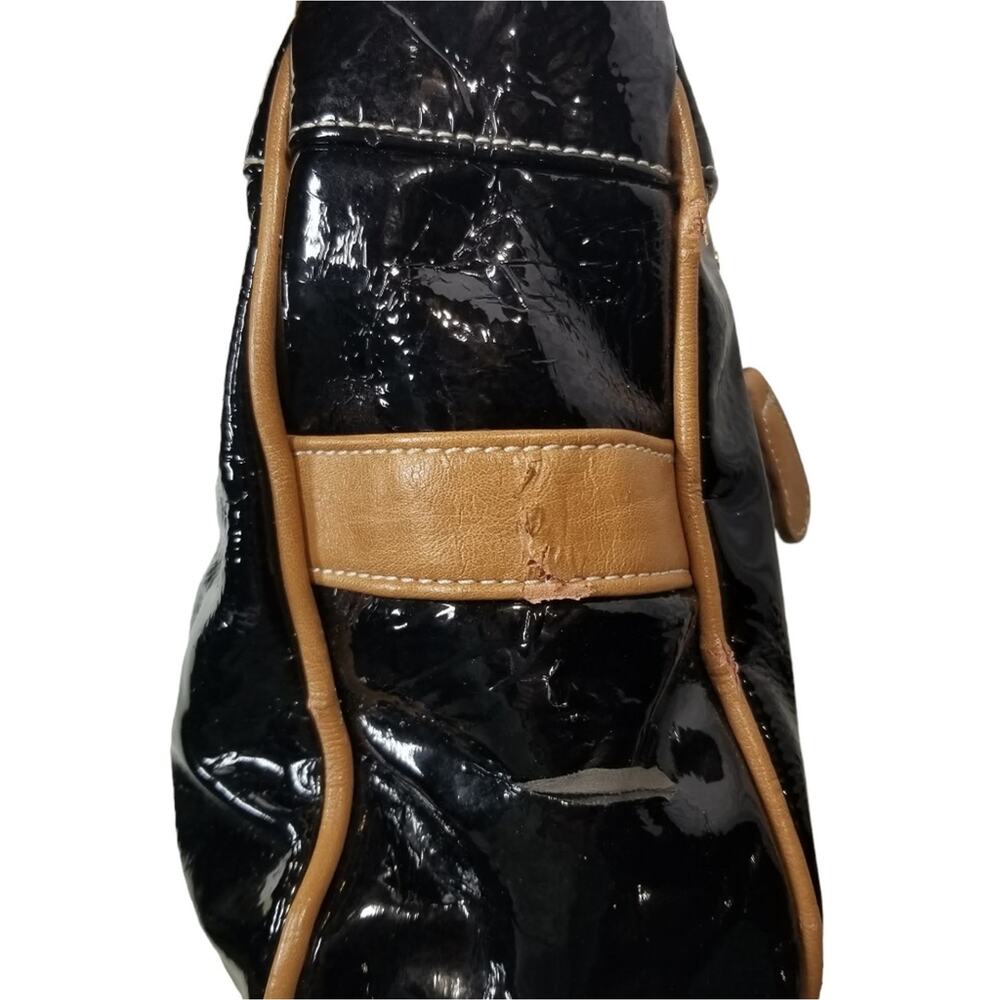 Sondra Roberts Purse Shiny Black Satchel - Picture 5 of 10